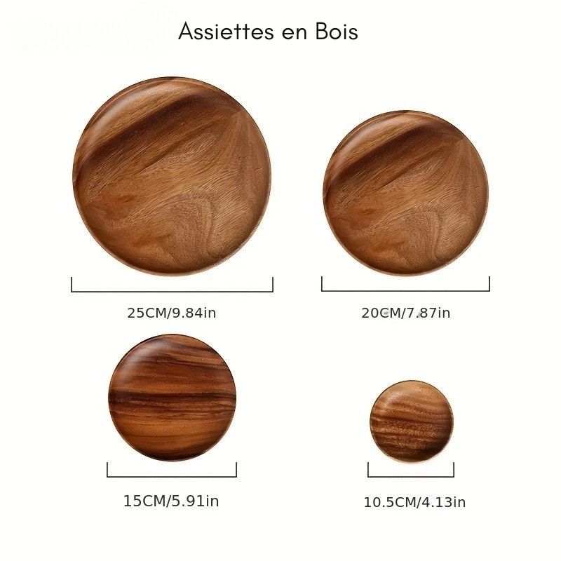 Assiette en bois d'acacia - 4 formats différents pour toutes vos envies culinaires