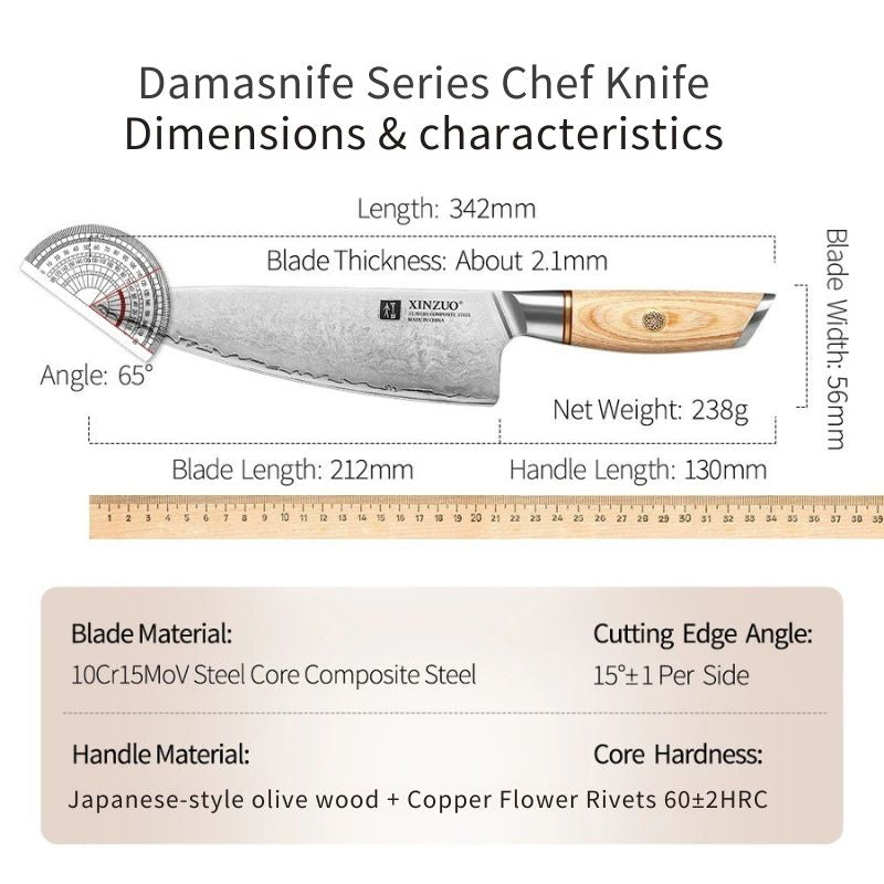 COUTEAU DE CUISINE - Couteau de chef en acier Damas