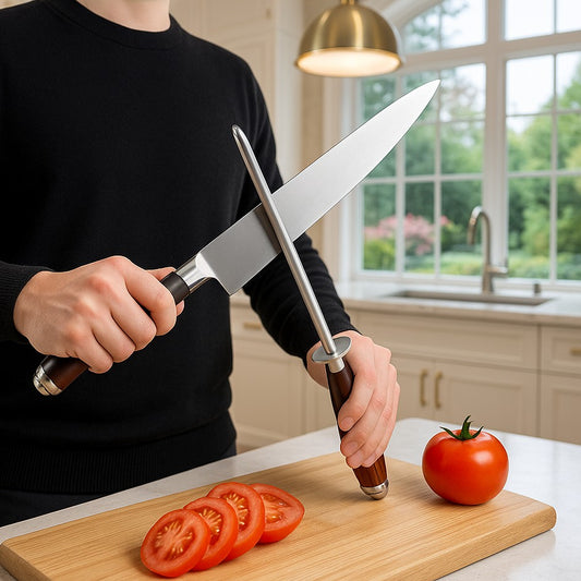 Fusil a Aiguiser – Diamond Sharpener: Élégance, maîtrise et confort au creux de la main, pour couper vos tomates et tous vos ingrédients avec précision