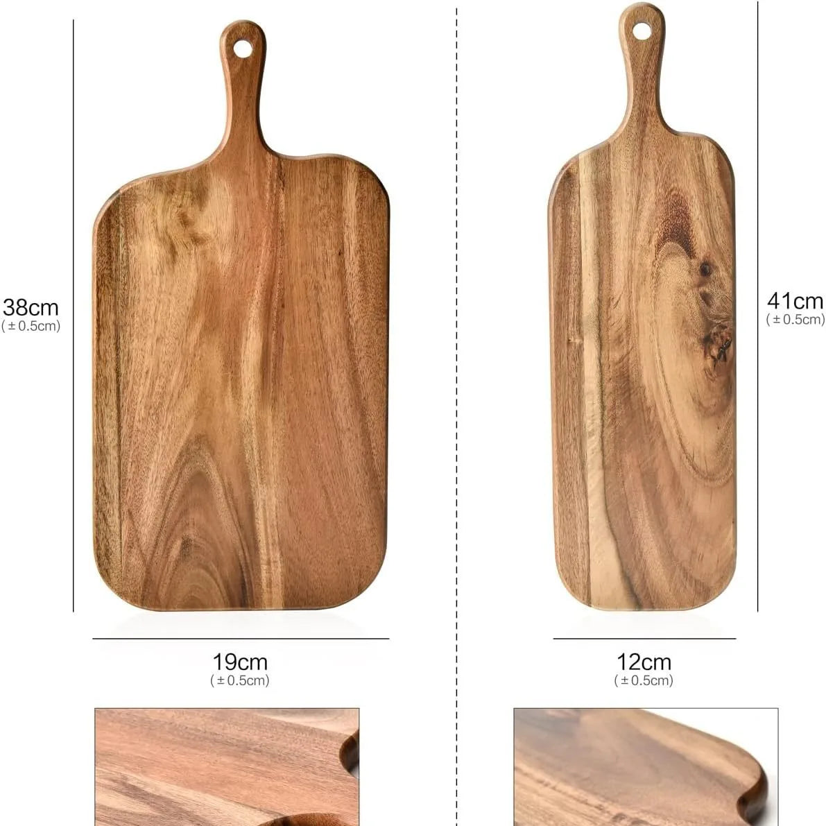 Découvrez nos 2 planches à découper en bois de noyer aux dimensions suivantes : Planche 1 (38x19cm) - Planche 2 (41x12cm) 