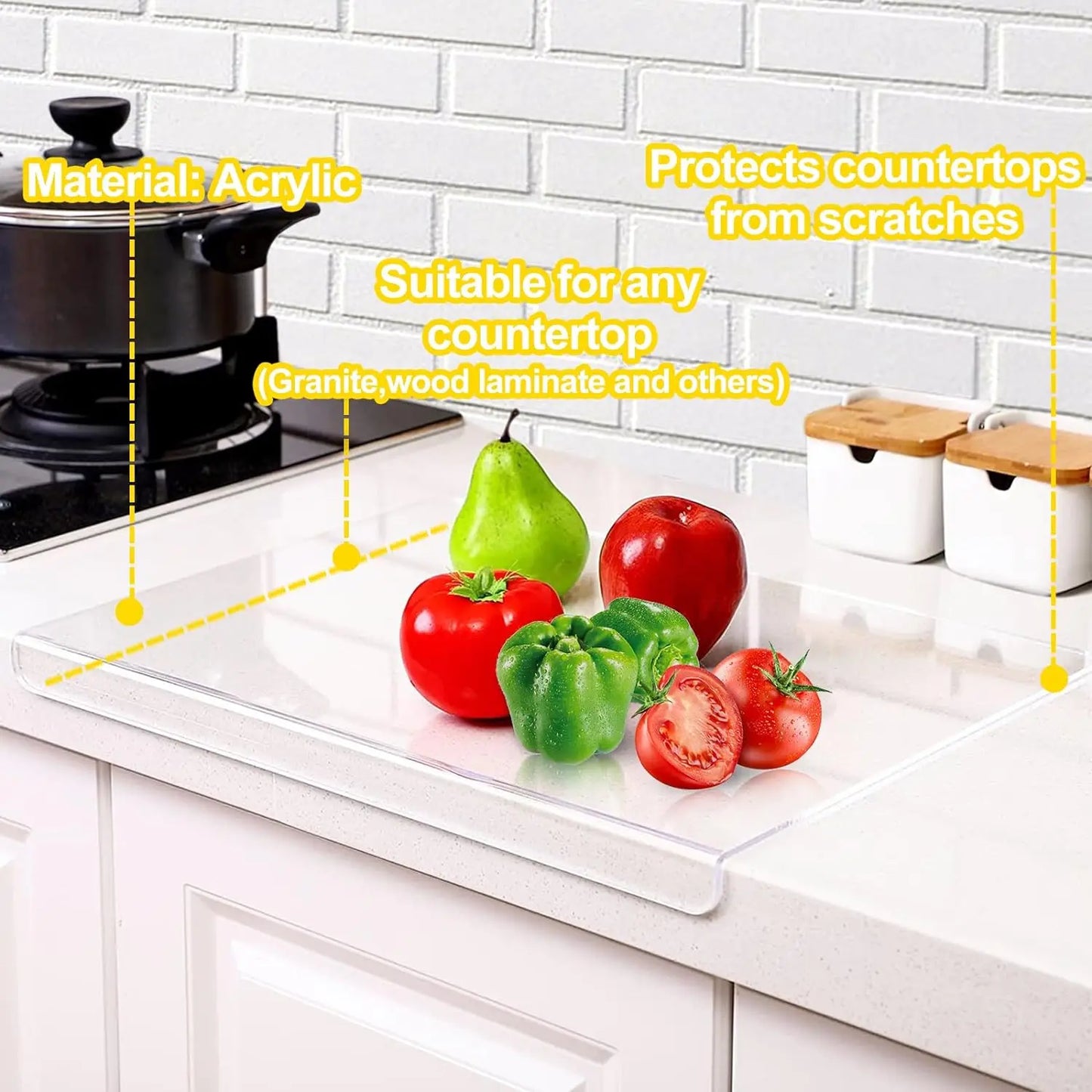 Grâce à son design élégant, notre planche de cuisine en acrylique transparent convient à tous les types de cuisine