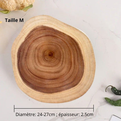 Plateau en bois de Taille M, 24-27 cm de diamètre et 2.5 cm d'épaisseur