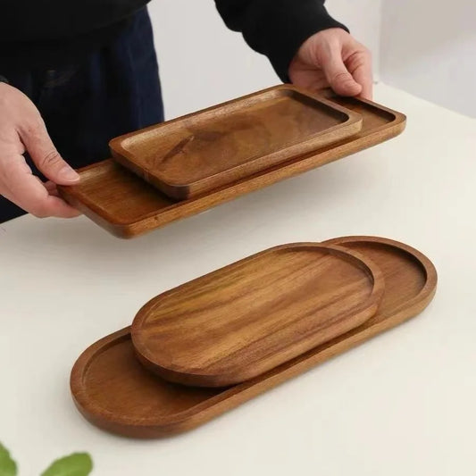 Plateau en bois de noyer: deux formats et deux tailles rectangulaire ou oval, petit ou grand 