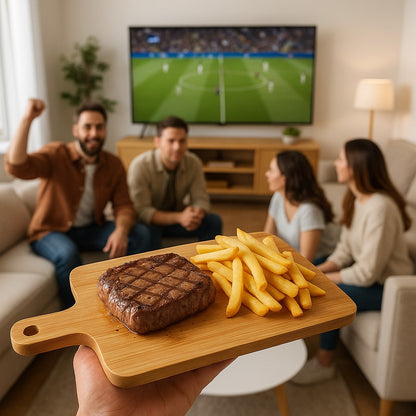 Rehaussez vos soirées football à la télé entre amis en présentant vos plats et apéritifs sur ce magnifique plateau en bois de bambou naturel
