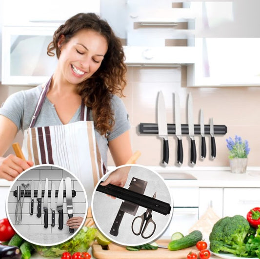 Notre Porte Couteau Aimanté est la solution ultime pour garder vos ustensiles de cuisine à portée de main et redécouvrir le plaisir de concocter de bons petits plats dans une cuisine organisée et bien rangée