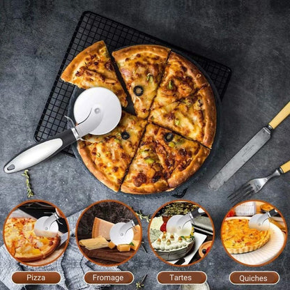 Idéale pour couper vos pizzas mais pas que. Convient parfaitement pour les quiches les tourtes les tartes les sandwiches les panini les tortillas et plus encore