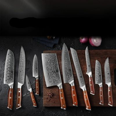 Set de 10 couteaux de cuisine d'exception en acier Damas authentique
