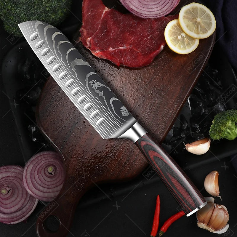 Couteau Santoku Japanife™ pour couper trancher émincer tous vos aliments préférés en préservant leur fraicheur leur couleur et leurs micronutriments pour réaliser des recettes saines et savoureuses