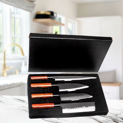 Set de couteaux de cuisine idéal pour un coffret cadeau pour les chefs amateurs passionnés ou les professionnels exigeants. Ces couteaux élèveront vos compétences et votre plaisir de cuisiner à de nouveaux sommets